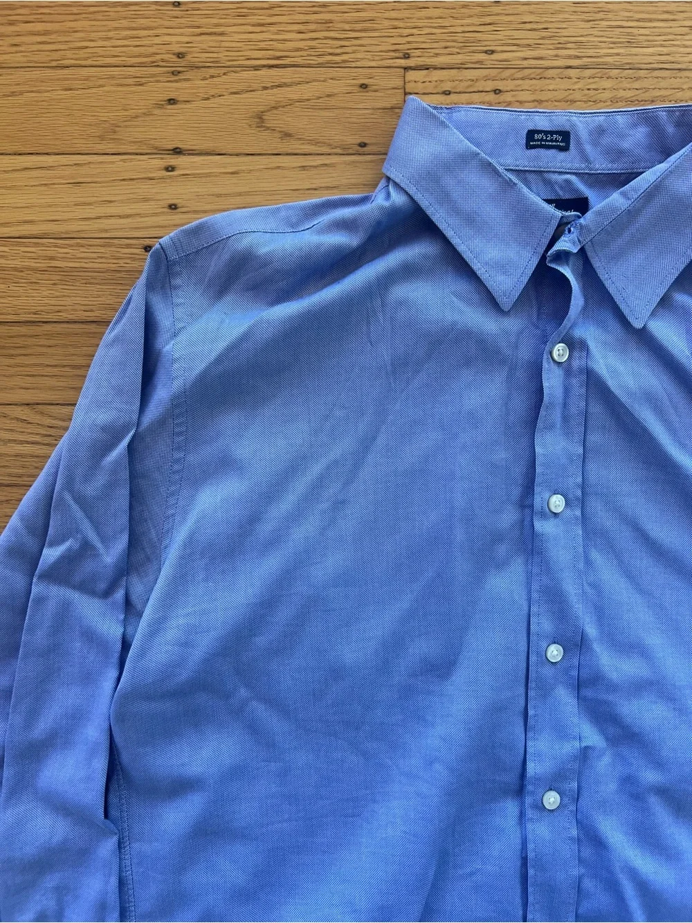 J. Crew Ludlow Mens Dress Shirt Blue Dobby Cotton XL 17-17.5